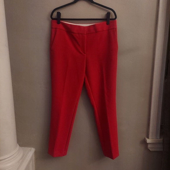 NEW LOFT 10 Marisa Cropped Straight Leg Pants In Tomato Red - Picture 3 of 14